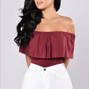 Burgundy Fashion Nova bodysuit NWT Sz Small